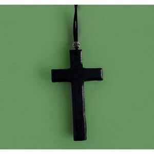 ✝️ Black Wooden Cross Necklace Adjustable Cord for Men, Women & Children Jesus